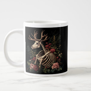 Grande Tasse Squelette gothique floral de cerfs