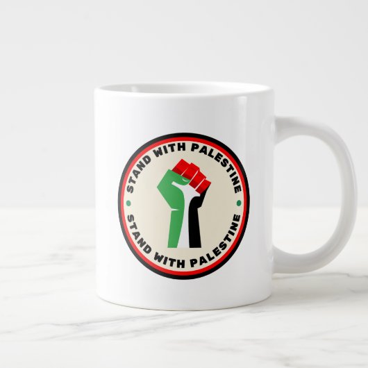 Grande Tasse Stand avec la Palestine - Poing - Couleurs du drap (Droite)
