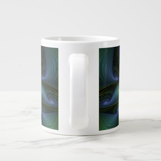 Grande Tasse Star Abstraite, Blue Green Golden Fractal Art Nom (Dos)
