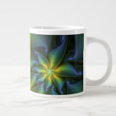 Grande Tasse Star Abstraite, Blue Green Golden Fractal Art Nom (Droite)