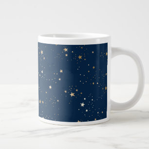 Grande Tasse Star d'or sur le Motif de nuit bleu