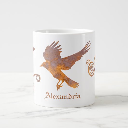 Grande Tasse Steampunk Rousty Gears and Crows Nom personnalisé (Devant)