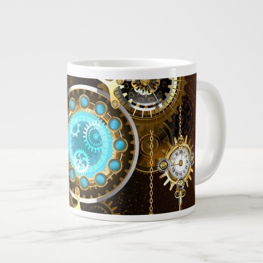Grande Tasse Steampunk Rusty Background (Devant droit)