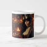 Grande Tasse Steampunk Vintage Victorian Lady Christmas Red<br><div class="desc">Une belle femme steampunk à Noël avec une cheminée rugissante.</div>