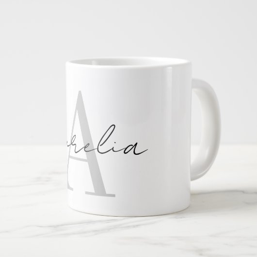 Grande Tasse Stylé personnalisé Nom de monogramme Script Callig (Devant droit)