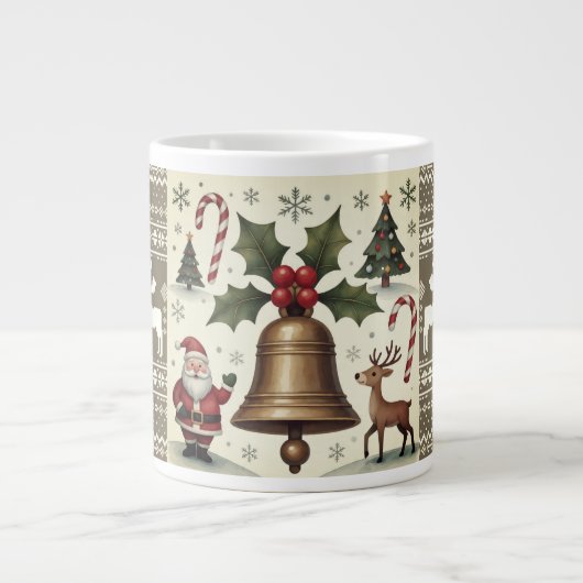 Grande Tasse Style vintage, Motif de Noël (Devant)