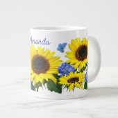 Grande Tasse Sunflower et Hydrangea Nom personnalisé Boue de sp (Devant droit)