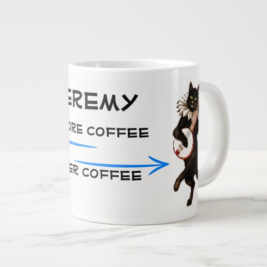 Grande Tasse Surly Cat & Happy Cat avant et après café (Devant droit)