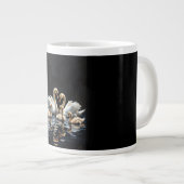 Grande Tasse Swan Family on Black Lake Artwork (Devant droit)