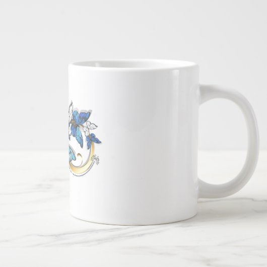 Grande Tasse Symbol Infinity of Blue Morpho Butterflies (Droite)