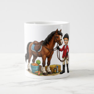 Grande Tasse T-shirt de dessin animé d'un jeune cavalier heureu