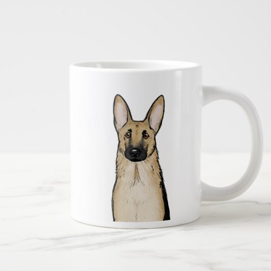 Grande Tasse Tan clair et chien berger allemand noir | Art pour (Droite)