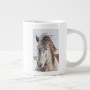 Grande Tasse Tête de cheval islandais blanc