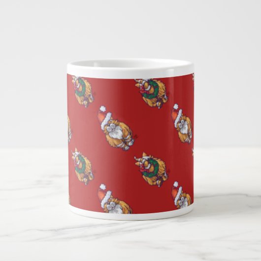 Grande Tasse Têtes et Tails Ginger Chat Motif de Noël (Devant)