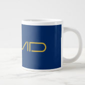 Grande Tasse Texte élégant modifiable | Or et bleu marine (Droite)