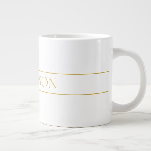 Grande Tasse Texte personnalisable simple et élégant | Or et bl (Droite)