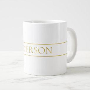 Grande Tasse Texte simple élégant personnalisable Or et blanc