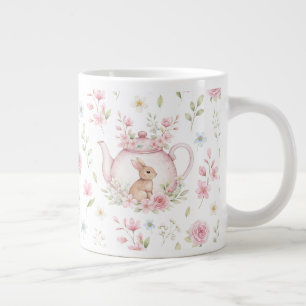 Grande Tasse Théière Lapin Fantaisiste Floral Printemps