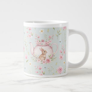 Grande Tasse Théière Lapin Fantaisiste Floral Printemps