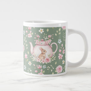 Grande Tasse Théière Lapin Fantaisiste Floral Printemps