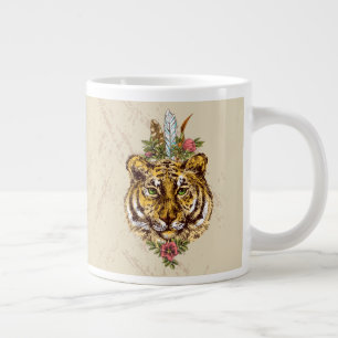 Grande Tasse Tiger Boho Style Portrait