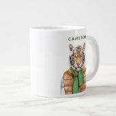 Grande Tasse Tigre de fond| Ajouter votre nom (Devant droit)