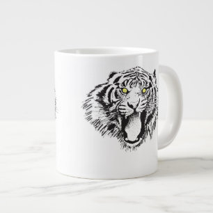 Grande Tasse Tigre en noir avec yeux jaunes