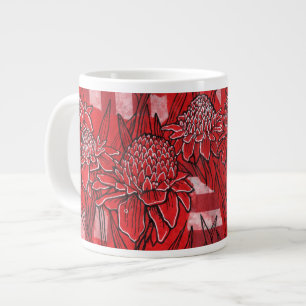 Grande Tasse Torch Ginger Lily, Fleurs rouges Tropical Floral A