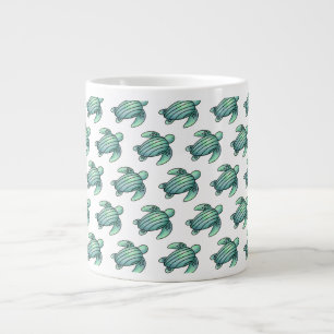 Grande Tasse tortue de mer peinte à l'aquarelle dessin animé bl