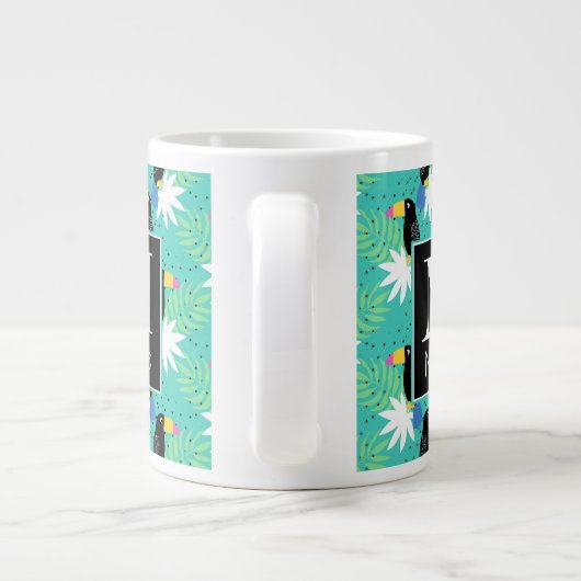 Grande Tasse Toucans sur Turquoise| Monogramme (Dos)