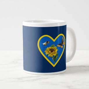 Grande Tasse Tournesol Bee Butterfly Bleu Jaune Coeur sur la Ma