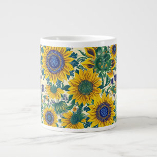 Grande Tasse Tournesols Art populaire ukrainien Petrikivka