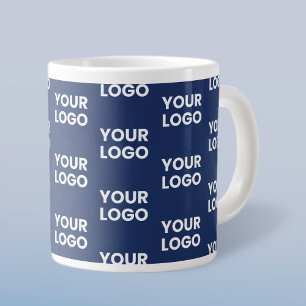 Grande Tasse Toute image ou logo d'entreprise bleu marine foncé