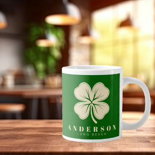 Grande Tasse Trèfle à quatre feuilles irlandais chanceux avec n