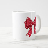 Grande Tasse Trendy Coquette Red Ribbon Bow with White Hearts (Devant droit)