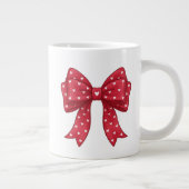 Grande Tasse Trendy Coquette Red Ribbon Bow with White Hearts (Droite)