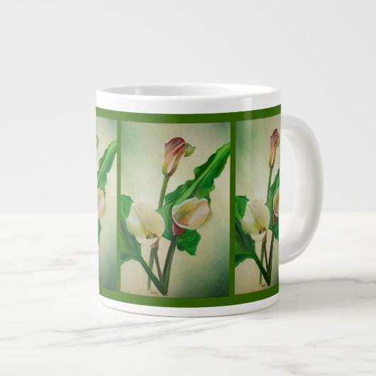 Grande Tasse Trois Lys Calla Étonnant Botanique Acrylique (Devant droit)