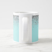 Grande Tasse Turquoise Aqua Blue Silver Parties scintillant Gir (Dos)