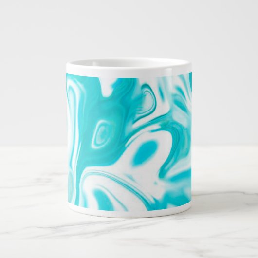 Grande Tasse Turquoise et Marbre blanc Abstrait (Devant)