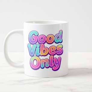 Grande Tasse Typographie Colorée Cadeau Bonne Vibration Uniquem