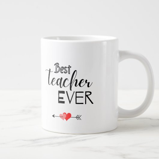 Grande Tasse Typographie Noire Et Blanc Meilleur Enseignant Jam (Droite)