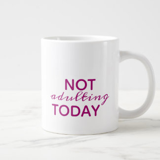 Grande Tasse Typographie Rose Foncé & Blanc Pas De Comportement