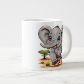 Grande Tasse Un bébé éléphant qui sonne heureux dans la savane  (Devant droit)
