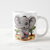 Grande Tasse Un bébé éléphant qui sonne heureux dans la savane  (Droite)