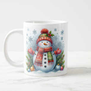Grande Tasse Un bonhomme de neige de Noël à froid et neige