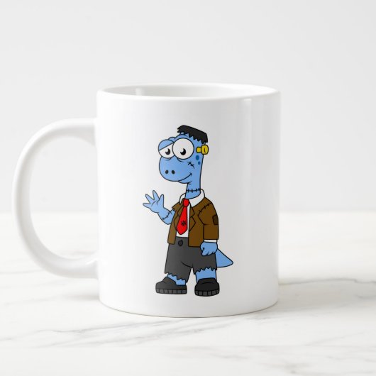 Grande Tasse Un Brontosaur Dessiné, Habillé Comme Frankenstein. (Gauche)