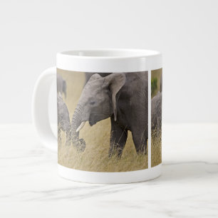 Grande Tasse Un éléphant africain paissant dans les champs