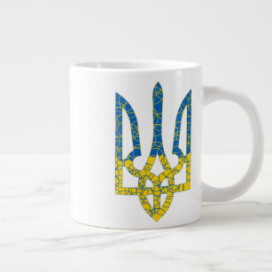 Grande Tasse Un trident ukrainien texturé drapeau d'Ukraine cou