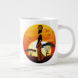 Grande Tasse Une belle femme africaine Silhouette sur les solei