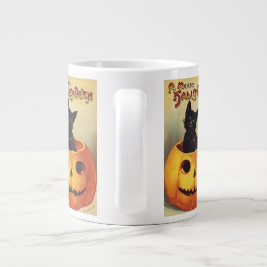 Grande Tasse Une joyeuse Halloween par Ellen Clapsaddle, Chat V (Dos)